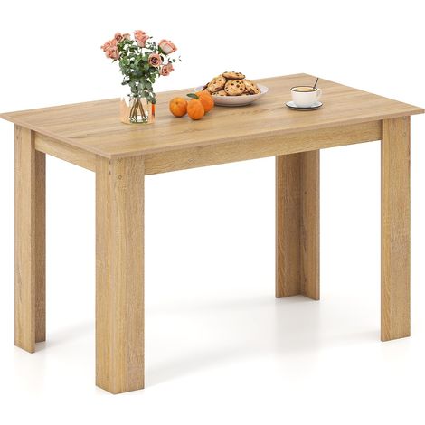 COSTWAY Tavolo da Pranzo 120 cm per 4-6 Persone, Tavolo Rettangolare in Legno in Stile Rustico, Tavolino Elegante per Cucina, Soggiorno e Sala da Pranzo, 120 x 70 x 75 cm (1/5)