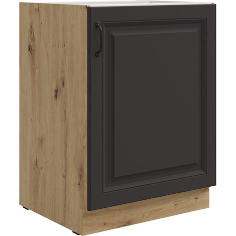 Unterschrank 60 cm Stilo Grau + Eiche Artisan Küchenzeile Küchenblock Küche (1/4)