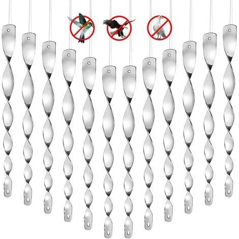 Pigeon Repellent, Pack of 12, Bird Deterrent for Balcony, 360° Reflective Rods
