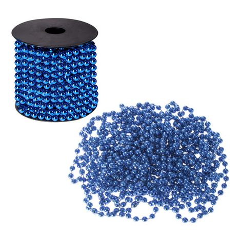 Cadena de perlas y cuentas para el árbol de Navidad, 10 metros, 8 mm, color azul. (1/5)