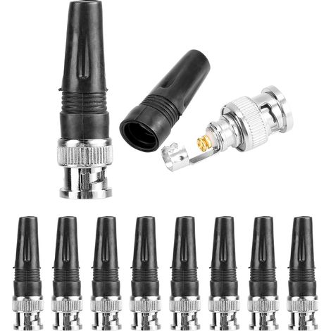 Lot de 10 adaptateurs BNC mâles droits pour câbles de caméra et vidéo