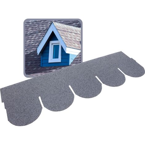 DAPRONA Biberschwanz Dachschindeln, Rund 1m x 32cm, 20 Stück, Bitumenschindeln für Gartenhaus, Carport - Grau