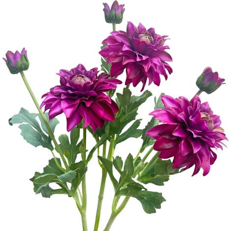 3 pièces de Dahlias artificiels violets, fleurs en soie de 53 cm avec tiges, fleurs artificielles d'hiver pour la décoration, longues tiges de fleurs artificielles pour grand vase, décorations de (1/5)