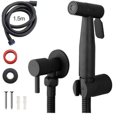 Pulverisateur De Bidet Portable Noir. Robinet De Toilette. En Acier Inoxydable. Salle De Bain Froide. Valve Shattaf. Ensemble De Jet (1/5)