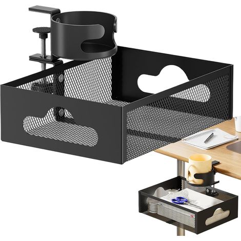 Organisateur sous le bureau, tourné sous le tiroir de la table Étagère de papeterie de bureau rotative pour téléphones, bouteilles d'eau, écouteurs, chargeurs, ordinateurs portables (1/5)