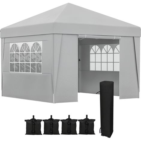Túnel de jardín plegable 3x3x2,75 m – Protección UV 30+ – Ventanas y paredes laterales – Bolsa de transporte gris – Versátil