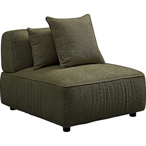 Fauteuil en tissu bouclette vert kaki LELACO (1/2)