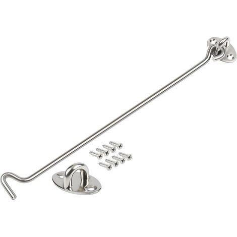 2pcs Loquet à crochet et à œillet, crochet de porte en acier inoxydable, loquet à œillet Serrure de Porte de Grange crochets crochet et loquet à œillet pour portails en fenêtre loquet 8 Inch