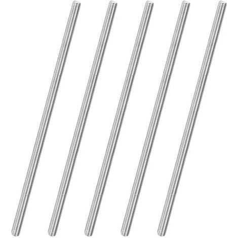 Lot de 5 tiges entièrement filetées, M10 x 300 mm, filetage à droite en acier inoxydable 304, pour boulons d'ancrage/pinces/étriers de fixation de meubles, vis à filetage métrique (1/5)