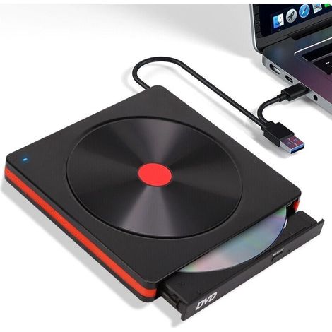 Lecteur Graveur CD DVD Externe - USB 3.0 - Compatible Windows - Connectique Type-C et USB-A - Format Slim - 1 Pièce (1/5)