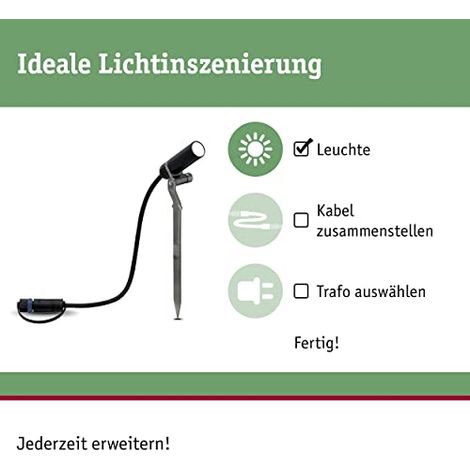Paulmann Plantini 93997 Sistema d'illuminazione Plug&Shine Faretto LED da giardino LED (monocolore) 2.5 W Bianco caldo (1/3)
