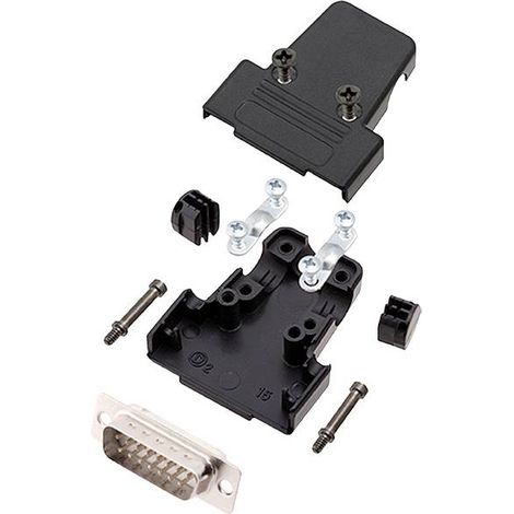 encitech TRI-P-15-DBP-W-K 6355-8036-02 KIT connettori maschio SUB-D 180 ° Numero Poli (num): 15 Punte a saldare 1 pz.