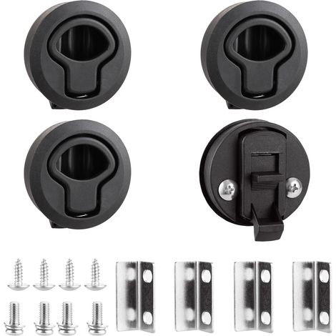 Lot de 4 Serrures de Meuble en Plastique Noir, Pour Armoires, Meubles à Tiroirs, Bateaux, Caravane