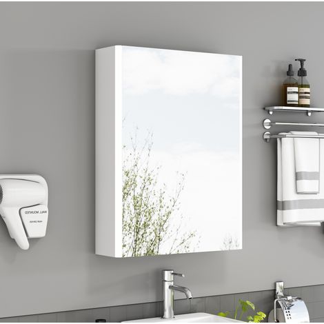 Badezimmer-Spiegelschrank 50 cm, 1 Tür, LED und französische Steckdose, weiß OKMYHOME (1/5)
