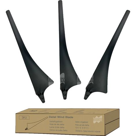 Palas de aerogenerador, fibra de carbono de alta resistencia, diseño aerodinámico, color negro, pala individual, 3 palas (1/2)