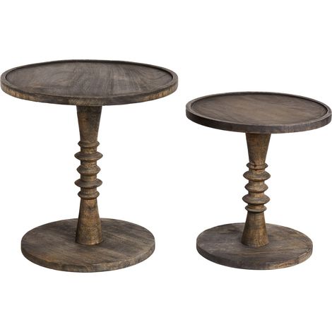 Beistelltisch 2er Set THALIA Mango Holz Dunkelbraun