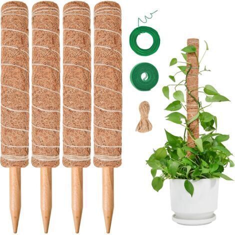 Tuteur Monstera pour Plantes, Tuteur Plante Grimpante 4 Pièces Bâton de Coco de 40cm, Poteau Totémique pour Plantes de Jardin et Pots (1/3)