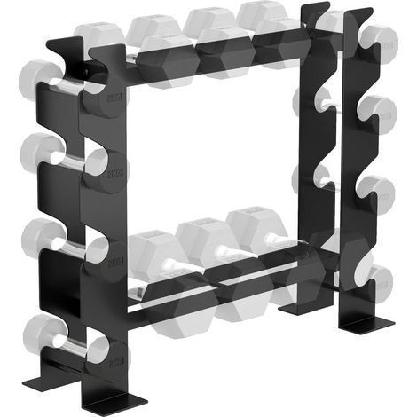 Support à haltères à 4 niveaux, robuste, en acier, pour salle de sport à domicile, capacité de charge de 200 kg, 70 x 21 x 55 cm (1/5)