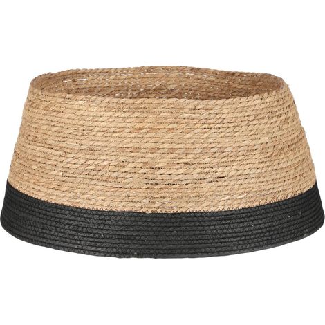 Jupe de Sapin de Noël Cache-Pied Rond en Jonc de Mer Tressé Noir Ø 58 cm H 26 cm - PANGIVO (1/4)