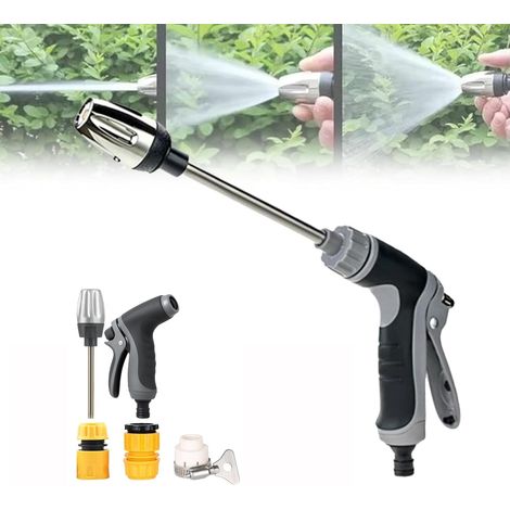Pistolet laveur haute pression Waterblitz, pistolet à eau buse de tuyau Water Blitz, avec rotation 360° et trois modes pulvérisation, équipé joints métalliques, pour 1 Pièce. - (1/5)