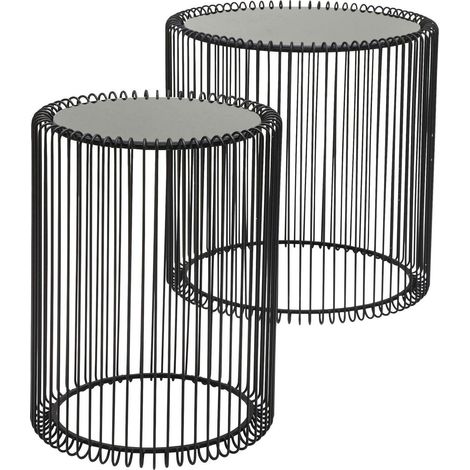 Tables d'Appoint Rond, Noir, Acier, Verre, Diamètre 39 / 27 cm, Table Basse Salon Lot de 2, Table de Salon, Meuble, Deco Intérieur, Decoration Chambre, Maison (1/5)