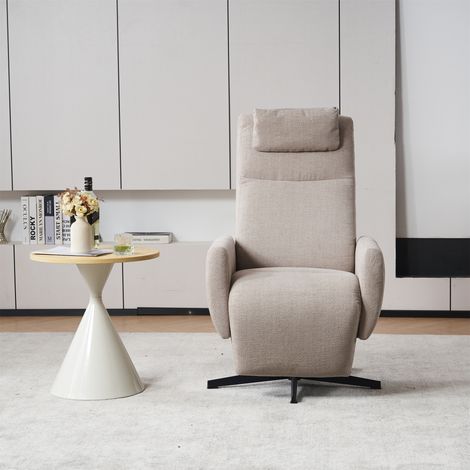 Chenille Fabric Recliner Chair with Pillow, Padded Seat & Extendable Footrest for Living Room, Grey (1/5)