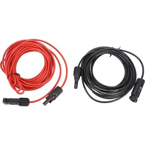 Rallonge de câble de panneau solaire de 6 m, 2,5 mm², 12 AWG, photovoltaïque, pour maison, magasin, camping-car, rouge, noir (1/5)