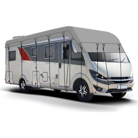 Housse de protection pour caravane et camping-car, housse de toit résistante 4 couches imperméable, protection pour toutes les saisons pour l'extérieur, soleil, pluie, poussière, protection UV (3 x (1/5)