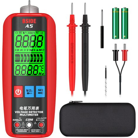 BSIDE A5 Multimètre Numérique Intelligent Testeur de Courant Automatique Grand Écran Voltmètre Multifonction avec NCV VFD Teseur de Tension Résistance Capacité Fréquence Continuité Diode Température (1/5)