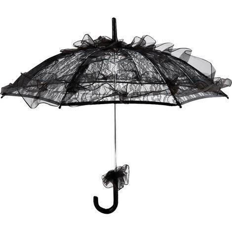 Sonnenschirm, Spitze, Schwarz, Metallstreben, Leicht zu öffnen, Partys, Fotoshootings (1/5)