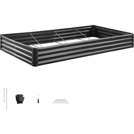 Mophorn Metall-Hochbeet 2400x1200x290 mm, Pflanzbeet mit offenem Boden und abgerundeten Kanten, geeignet für Gemüse, Blumen, Kräuter und Sukkulenten