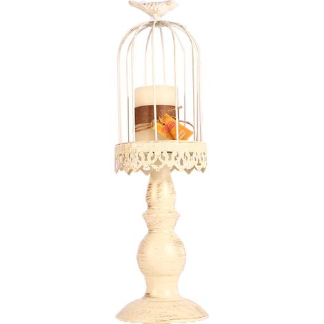 Bougeoirs Cage À Oiseaux: Bougeoir Chic Bougies Piliers, Décoration Cage À Oiseaux Vintage en Métal pour Table Mariage Centre Table Noël Halloween Manteau Salon, 37cm (1/5)