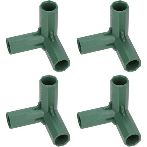 Connecteur 16 mm à 3 voies angle droit pour serre, treillis de vigne, abri solaire et tuteurs de jardin – accessoire de jardinage vert