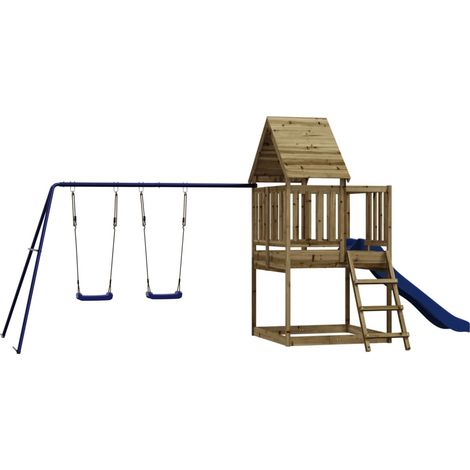 Aire de jeux d'extérieur balançoires toboggan portiques robuste jeux jardin 564 x 235 x 228 cm bois de pin imprégné (1/5)