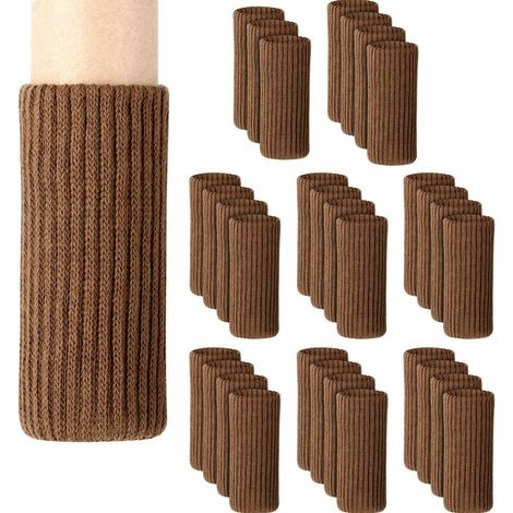 VURAHOME - Lot de 32 chaussettes pour pieds de chaise Chaussettes tricotées pour meubles Protège-pieds pour pieds de table (marron) (1/5)