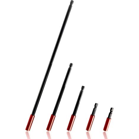 Lot de 5 Rallonges Embout Visseuse, Porte Embout Visseuse Magnétique, Tige Hexagonale 1/4 Pouce, Comprenant des Rallonges de 50/60/100/150/300mm, Adapté aux Perceuses, Tournevis (1/5)