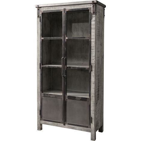 Vitrine 90x40 Manguier laqué Gris HEAVY INDUSTRY 141