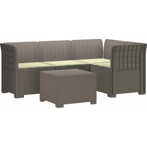 Divano da giardino 4 posti con cuscini aspetto rattan PP vidaXL (1/5)