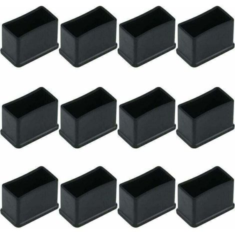 Lot de 12 embouts de protection rectangulaires en feutre de caoutchouc pour pieds de table ou de chaise - Noir, 15 x 30 mm. (1/4)