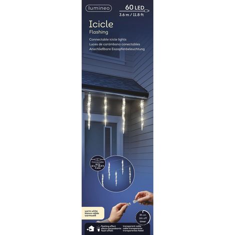 Lumineo LED Eiszapfen Lichterkette Flash-Effekt - Outdoor 3.600 cm 60 Lichter - transparent/warmweiß (1/3)