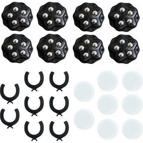 8 miniruedas autoadhesivas con 5 rodamientos de bolas, giro de 360°, para muebles pesados, maletas y electrodomésticos.