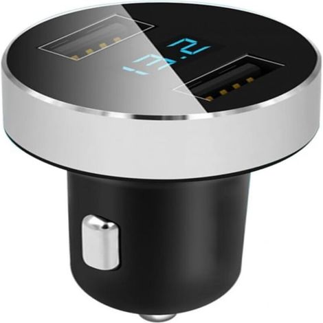 Chargeur Allume-Cigare Voiture USB Double Port 4.8A avec Affichage LED Tension Batterie, Charge Rapide Universel pour Smartphone et Tablette (1/5)