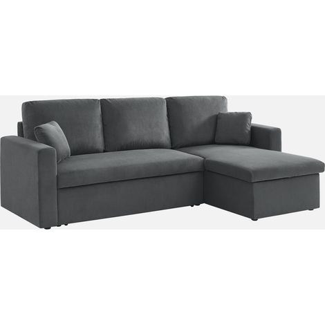 Divano letto angolare reversibile in velluto a coste, 3 posti (1/5)
