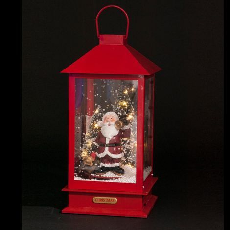 Fééric Lights And Christmas – Lanterne animée et musicale de Noël H 38 cm – Résine plastique – 18 LED blanc chaud – Pour intérieur – Effet neige (1/2)