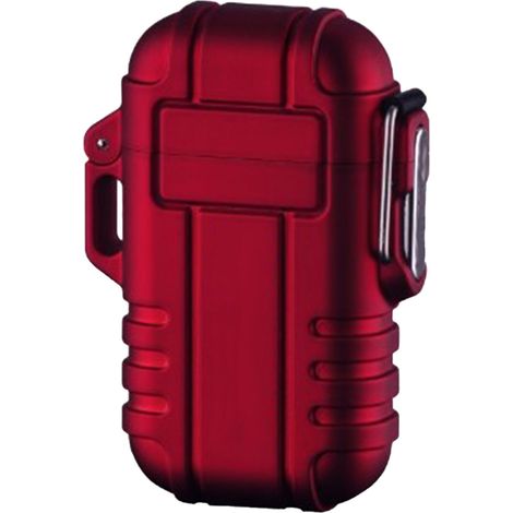 Wiederaufladbares USB-Doppelbogen-Elektrofeuerzeug, wind- und wasserbeständig, rote Farbe (1/5)