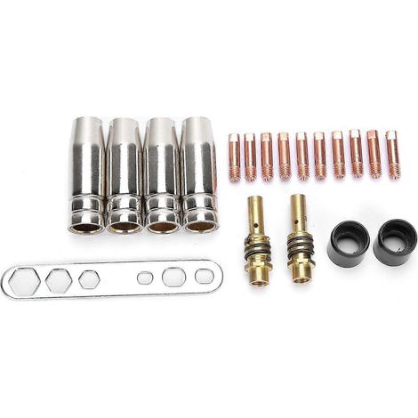 Kit de 19 accessoires de soudage à la torche (buses et embouts de contact) pour poste à souder MIG Binzel 15AK (1/4)