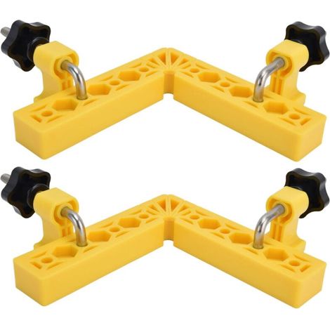 Pince d'angle de type L, outil de menuisier fixation précise équerre de positionnement à 90° pour cadres d'armoires pour l'assemblage de meubles(jaune) (1/5)