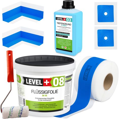 LEVEL+ Dichtset für Duschabdichtung Bad Dichtband Flüssigfolie 7kg SET292 (1/4)