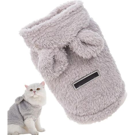 Nouveaux vêtements d'automne/hiver pour animaux de compagnie, vêtements pour animaux de compagnie à oreilles d'ours, couleur Gris, L (1/5)