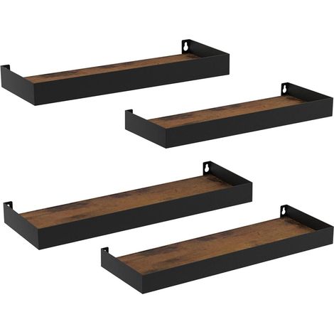 Wandregal-Set 4 Stück, rustikal, Holzoptik, schwebend, braun (1/5)